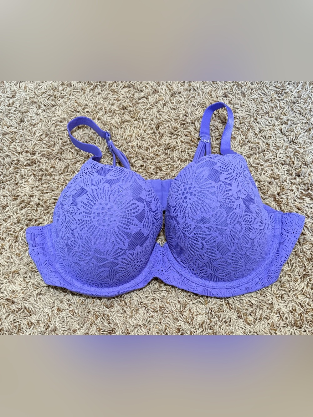 Aerie Sunnis Demi Bra Purple Floral Lace Womens size 42B